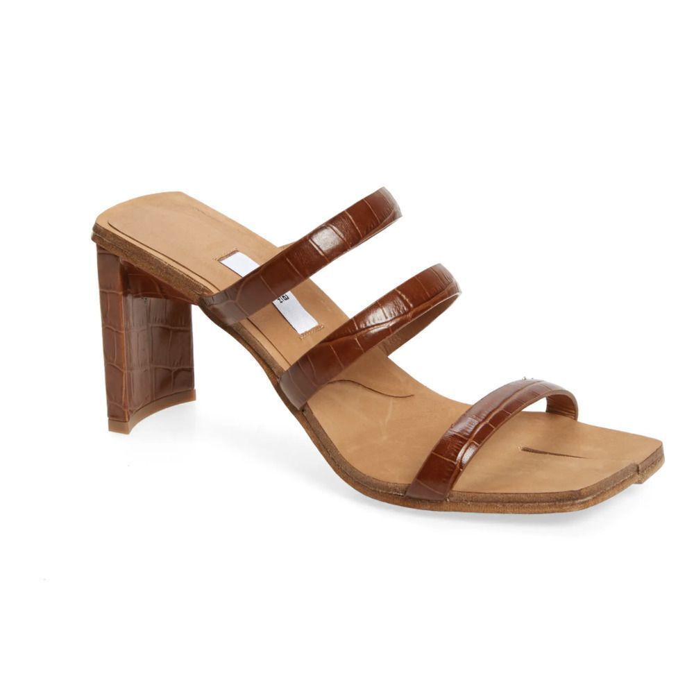 MIISTA Joanne Croc Embossed Leather Strappy Heels Sandals SZ 37